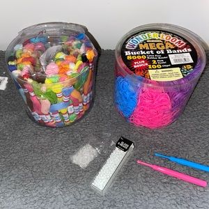 Crafting Kit /embroidery floss, rubber bands, beads